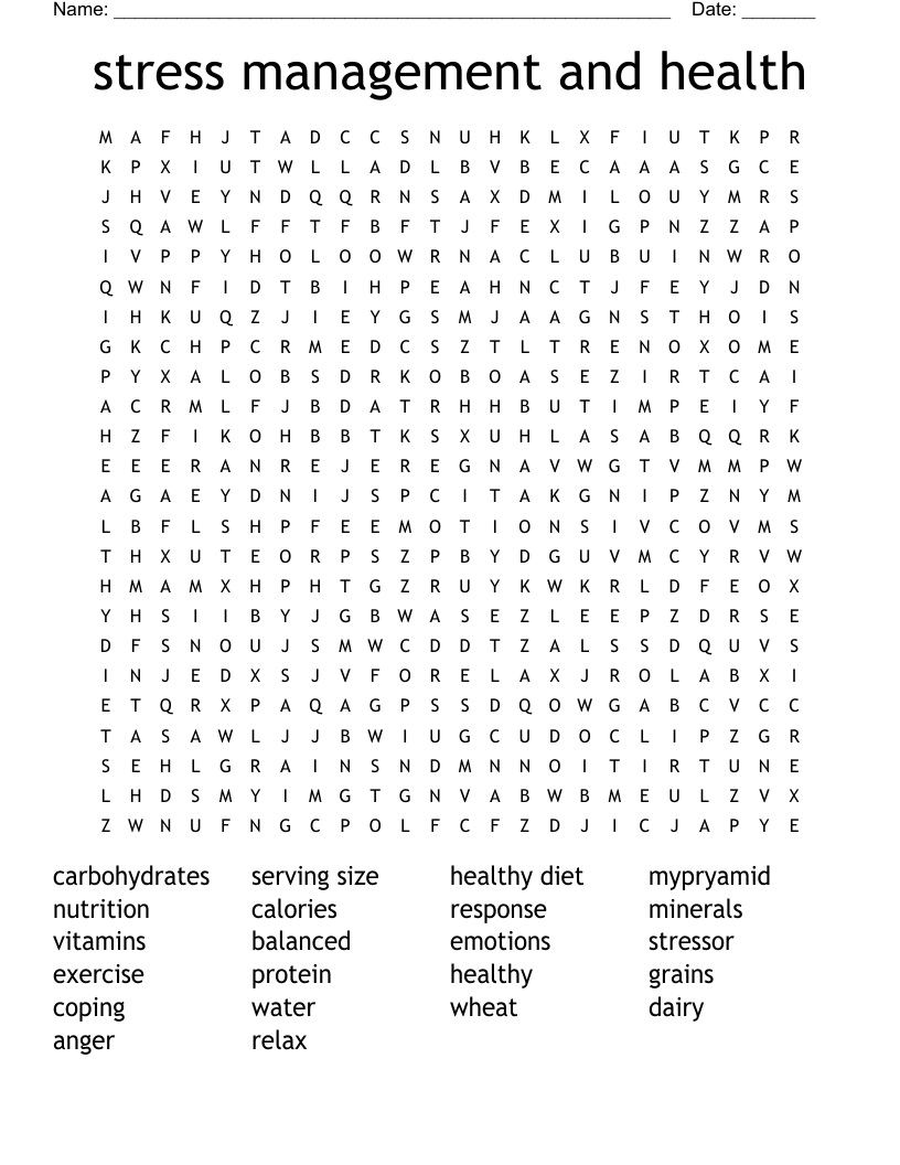 stress management and health Word Search