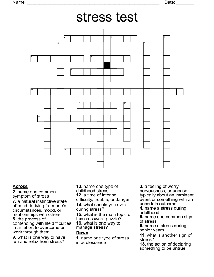 stress test Crossword