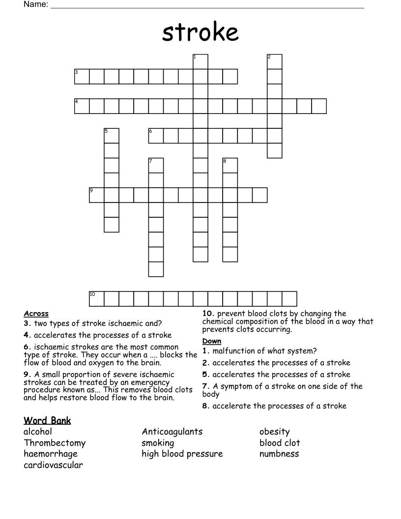 stroke Crossword