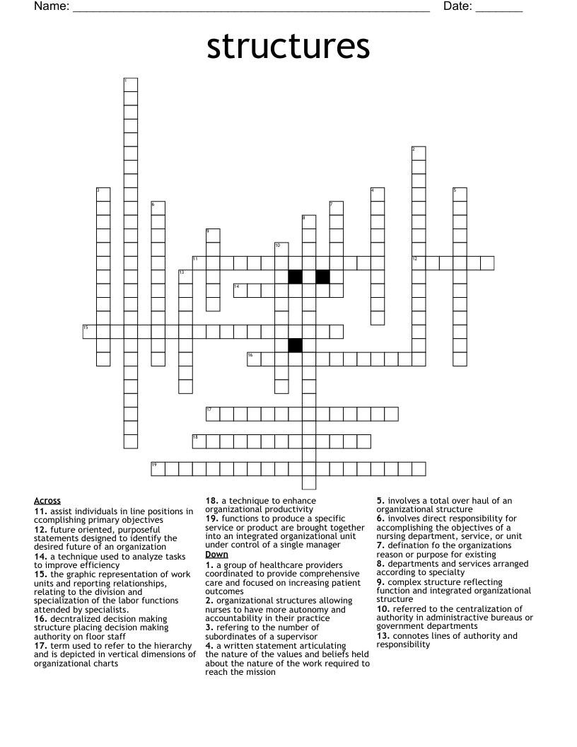 structures Crossword