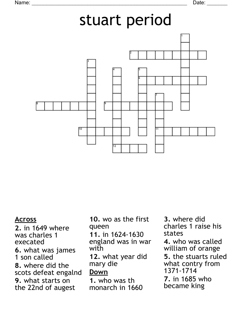 stuart period  Crossword