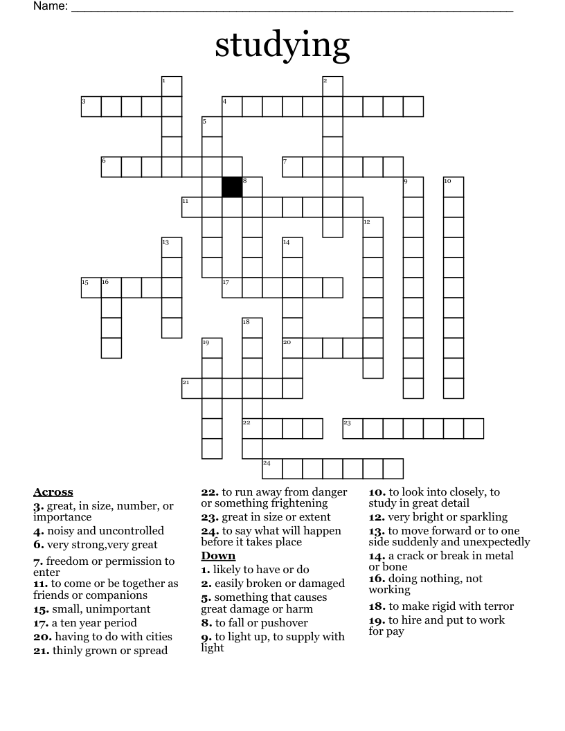 studying Crossword