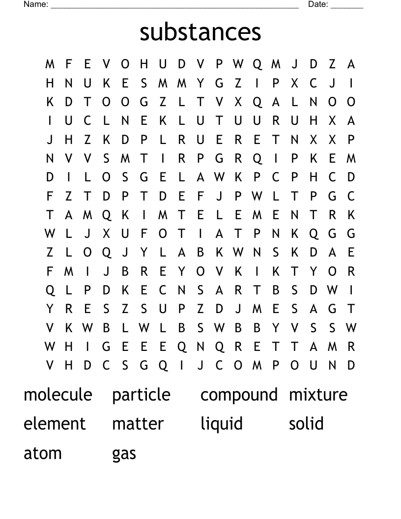 substances Word Search