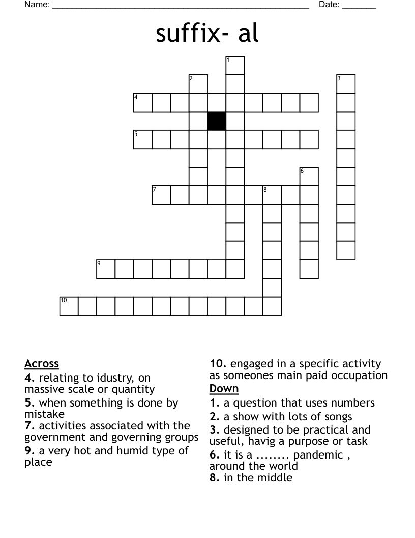 suffix- al Crossword