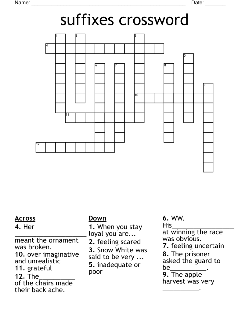 suffixes crossword