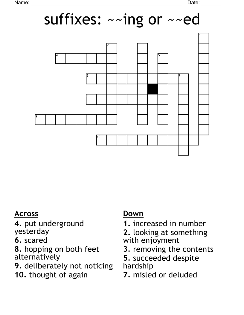 suffixes: ~~ing or ~~ed Crossword