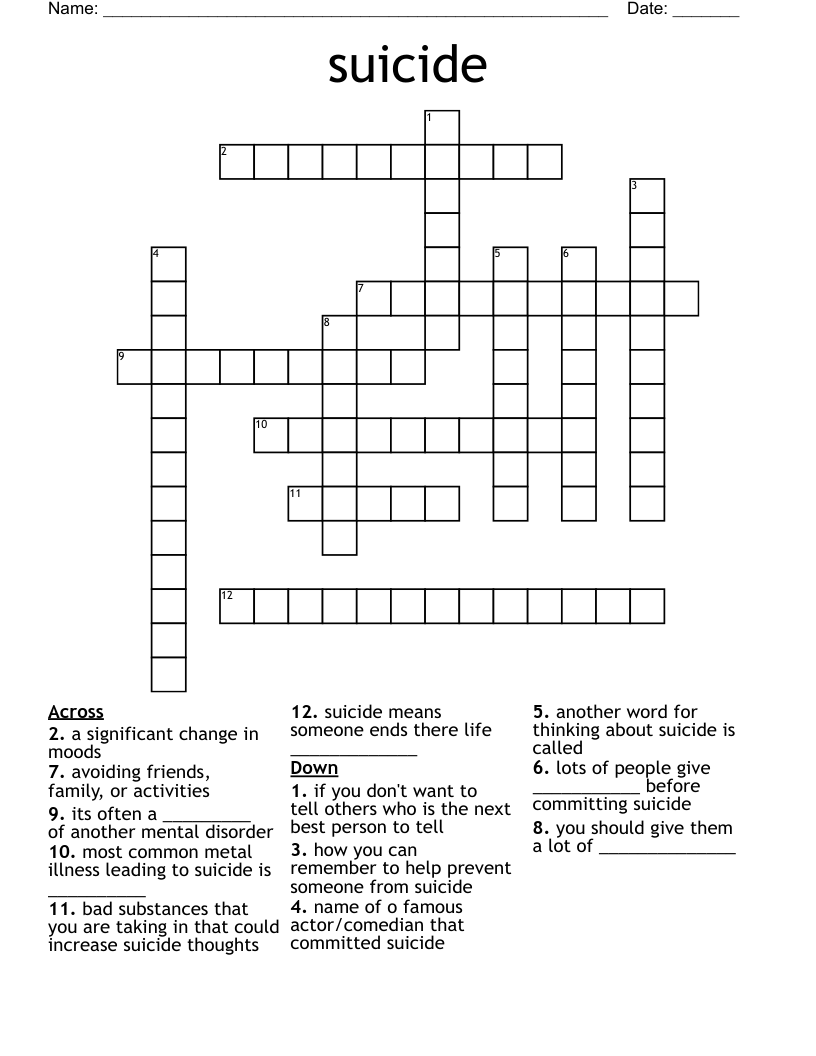 suicide Crossword