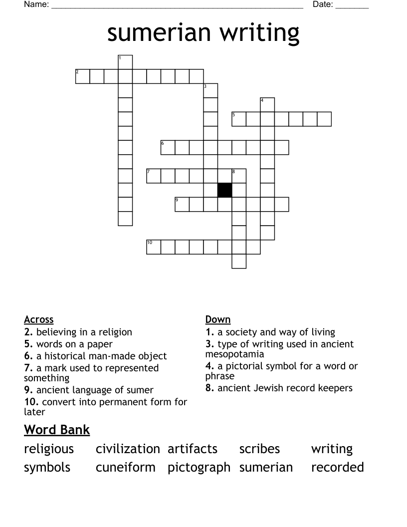 sumerian writing Crossword