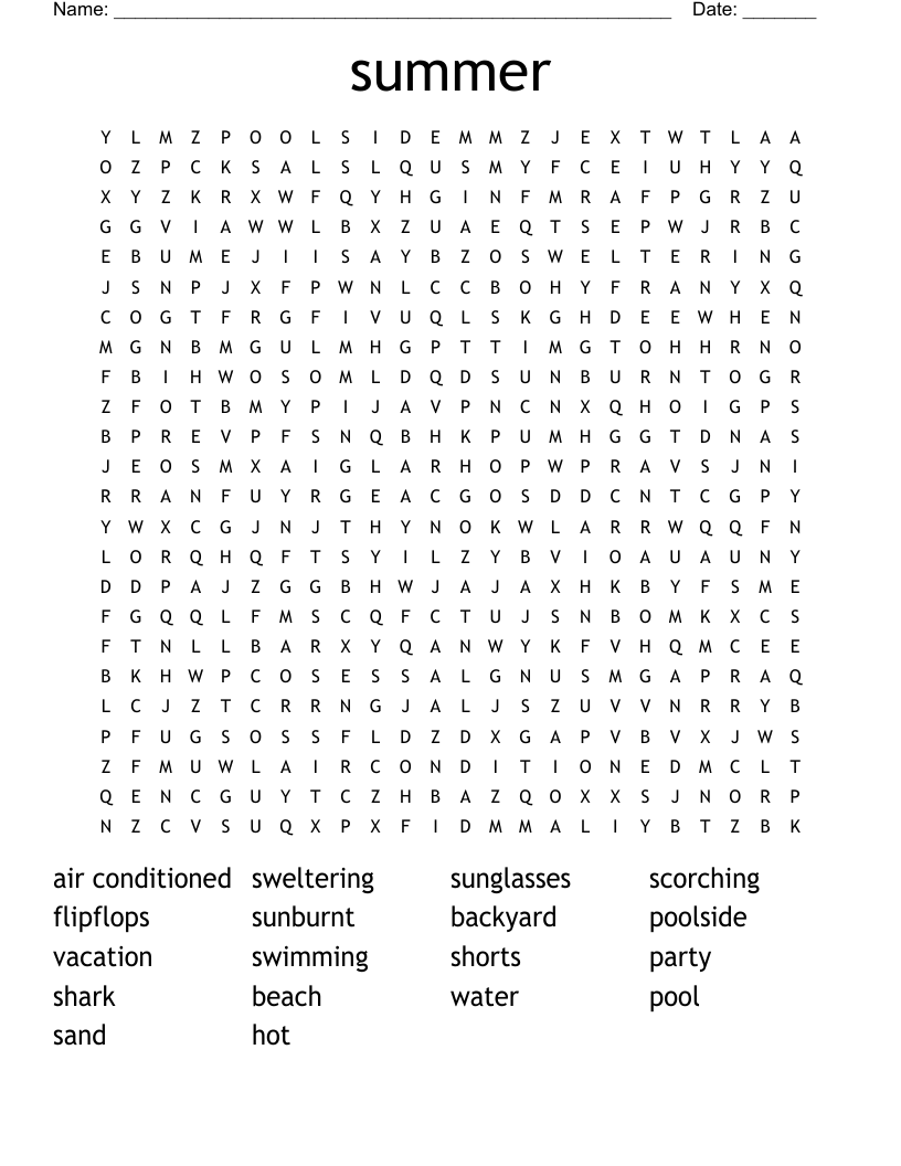 summer Word Search