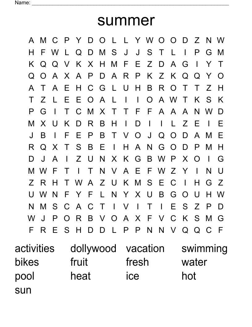 summer Word Search