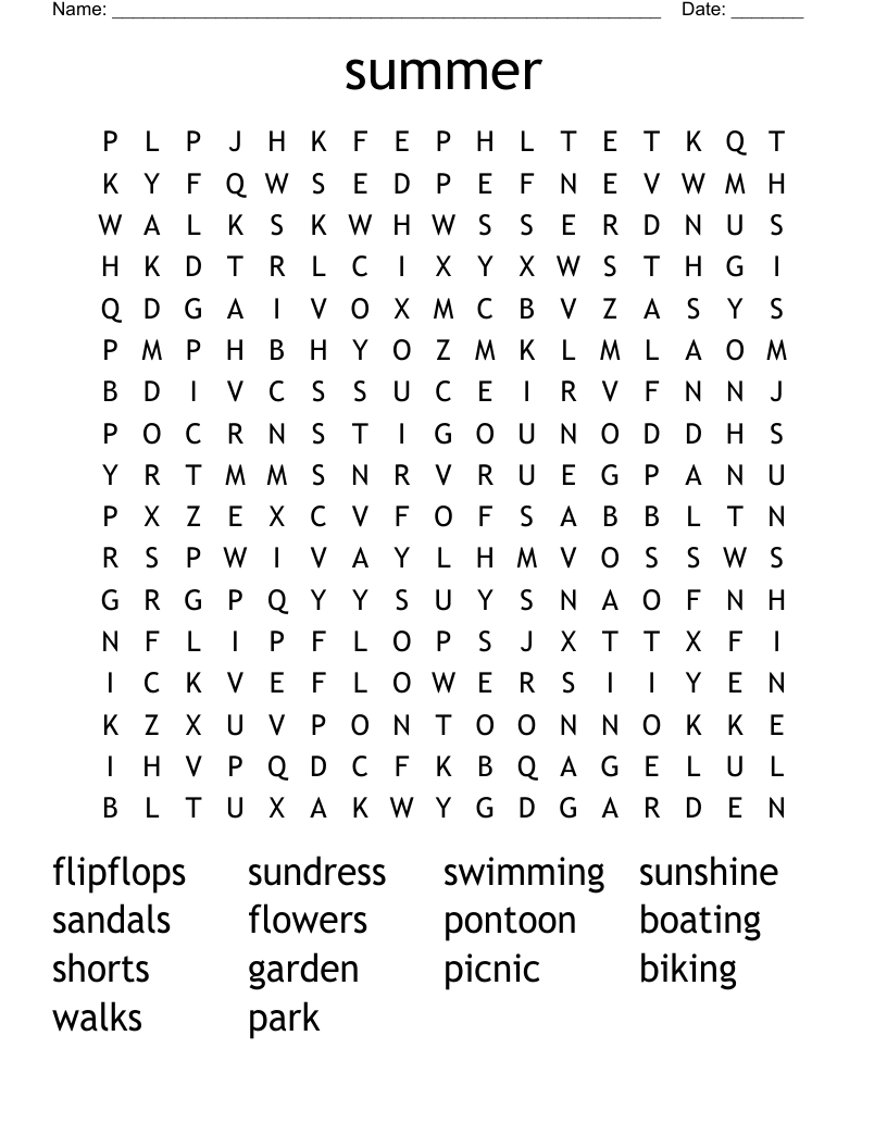 summer Word Search