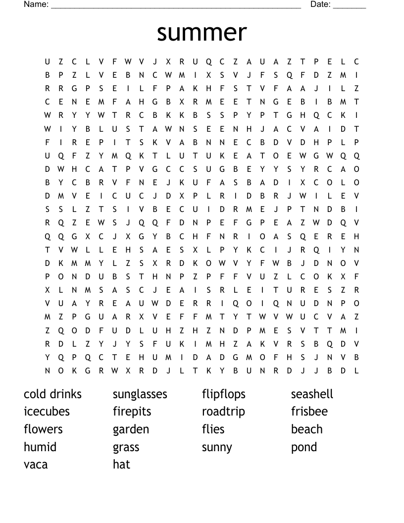 summer Word Search