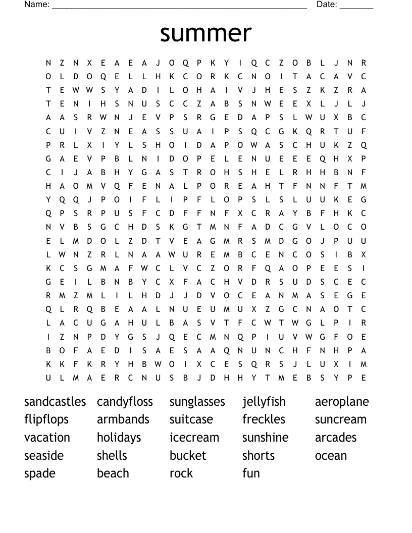 summer Word Search