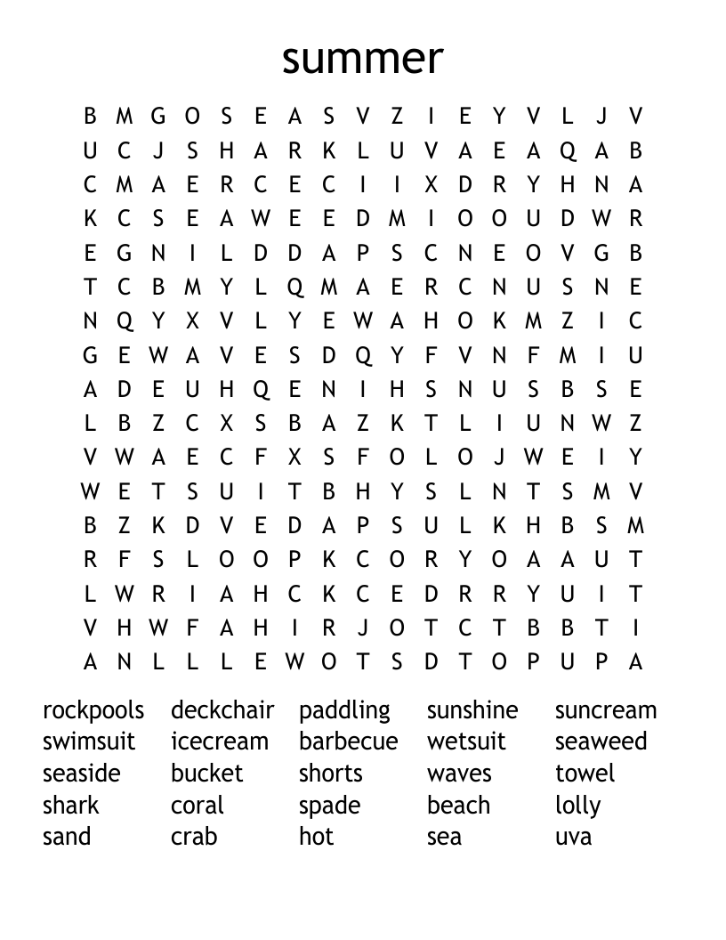 summer Word Search