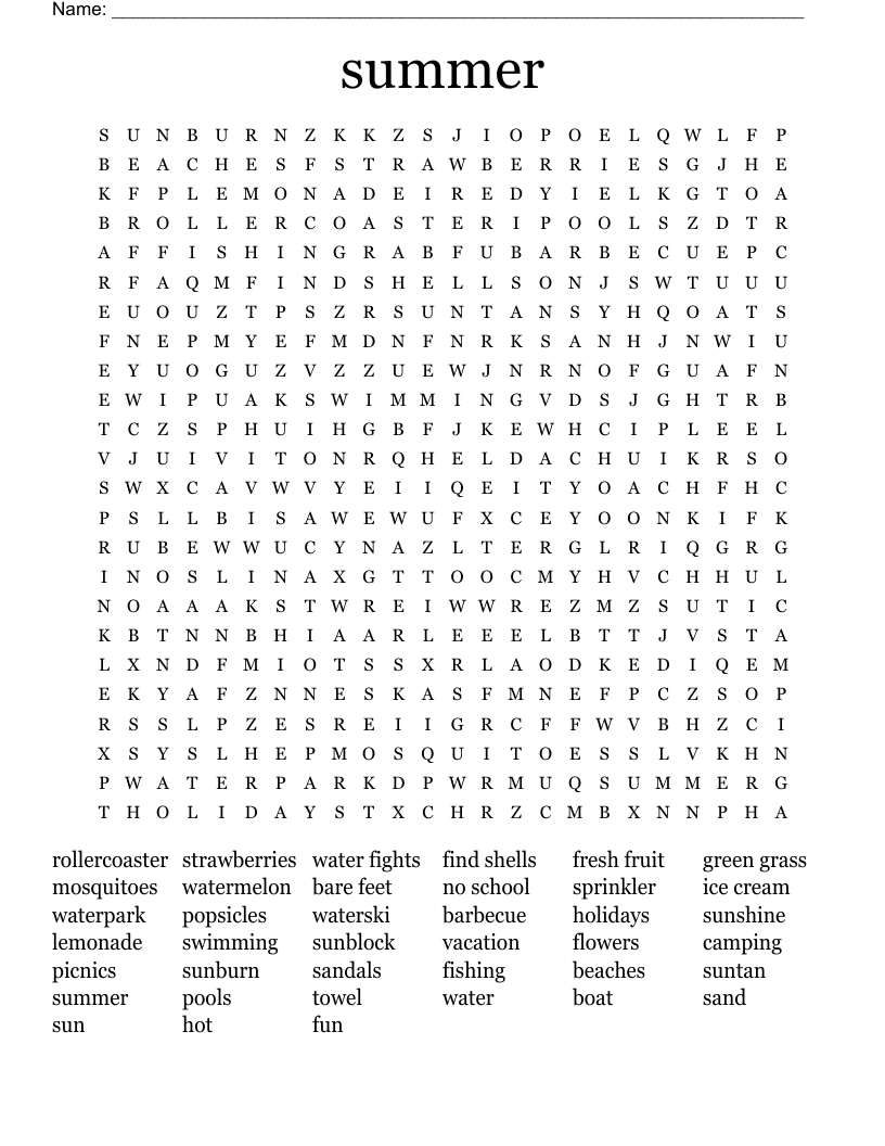 summer  Word Search