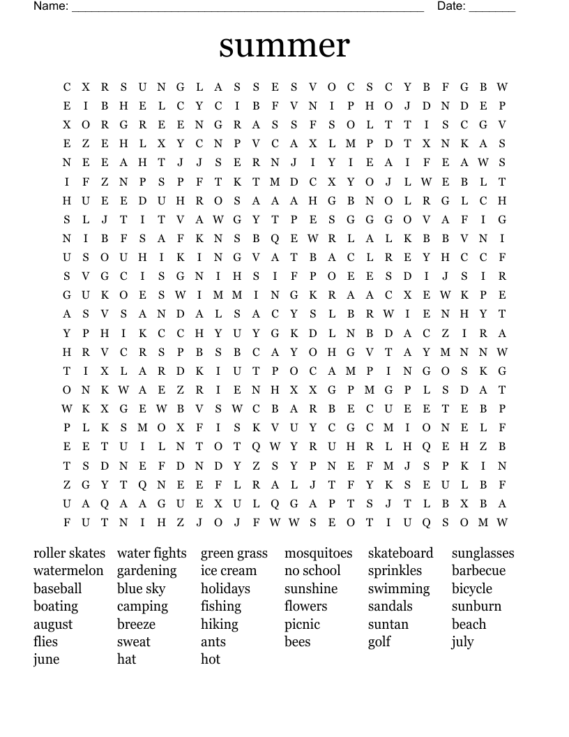 summer  Word Search