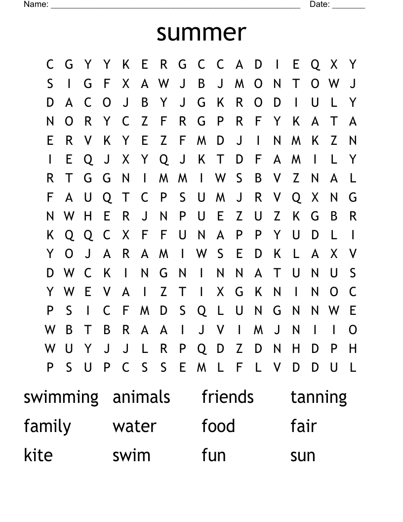 summer  Word Search