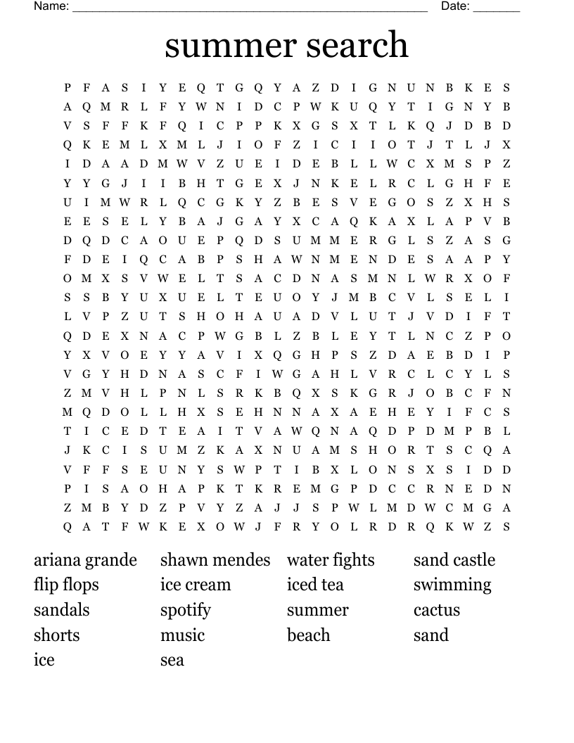 summer search Word Search