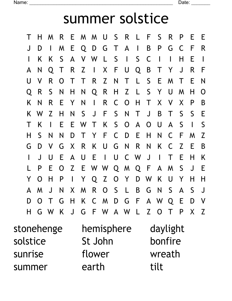 summer solstice  Word Search