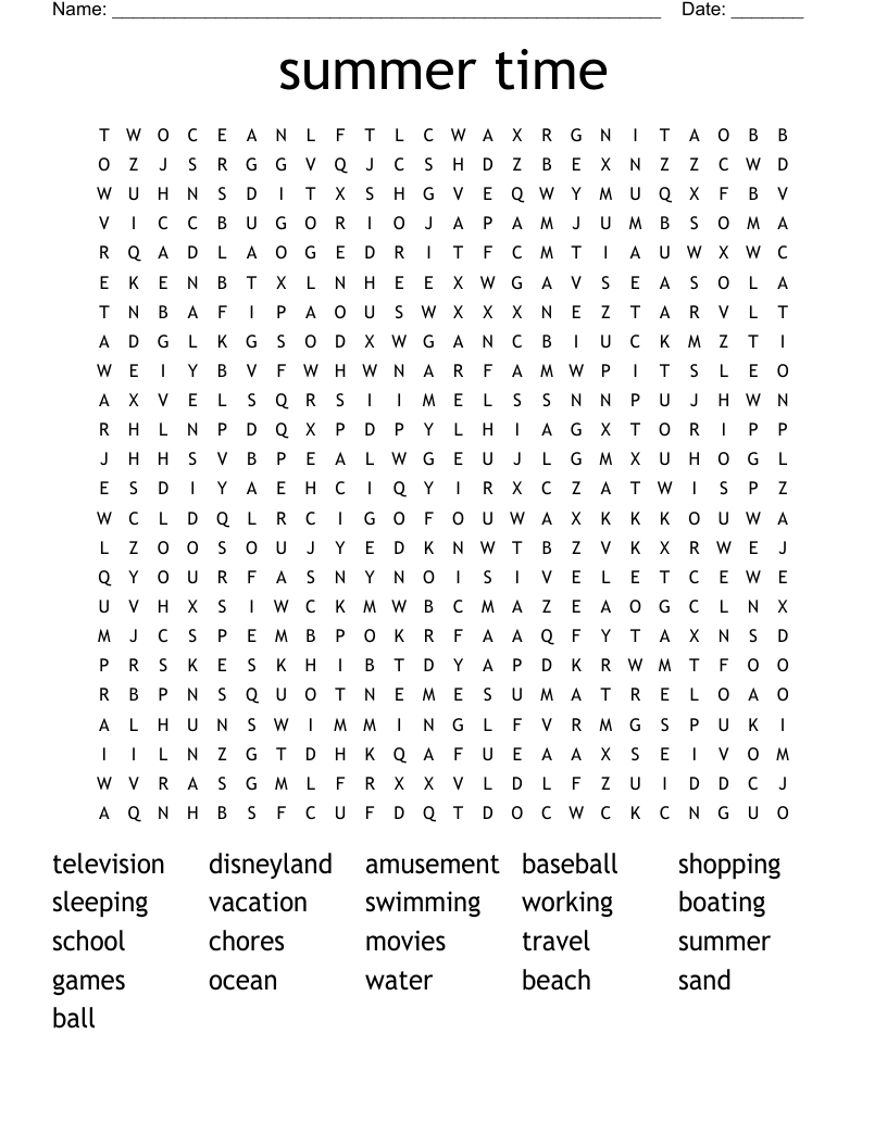 summer time Word Search