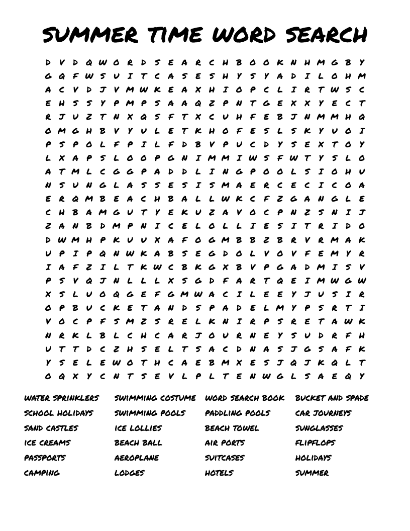 summer time word search