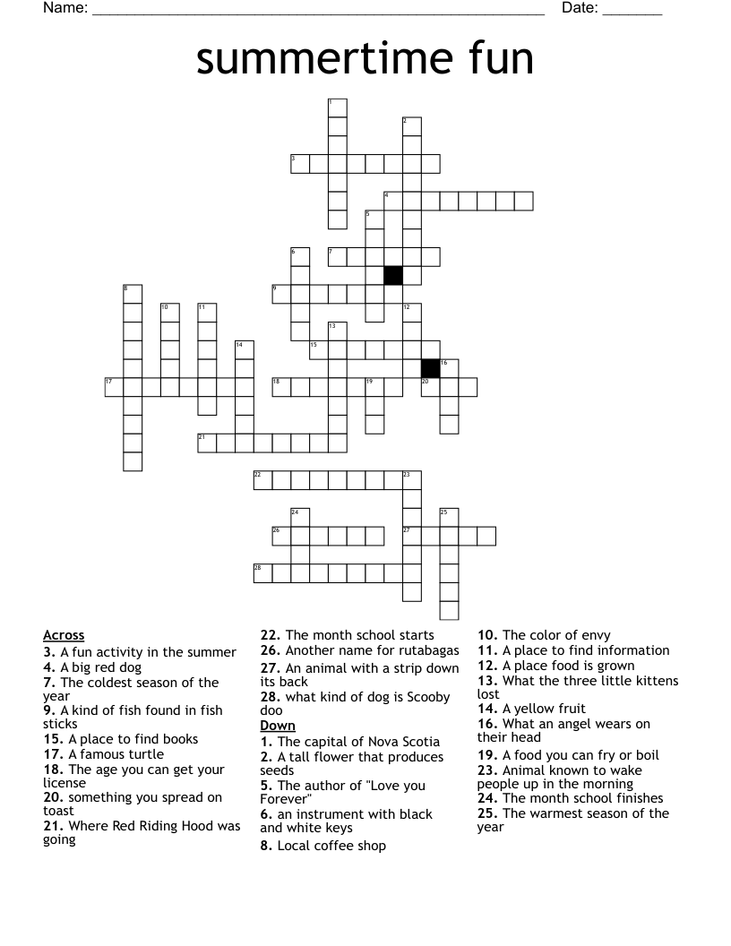 summertime fun Crossword