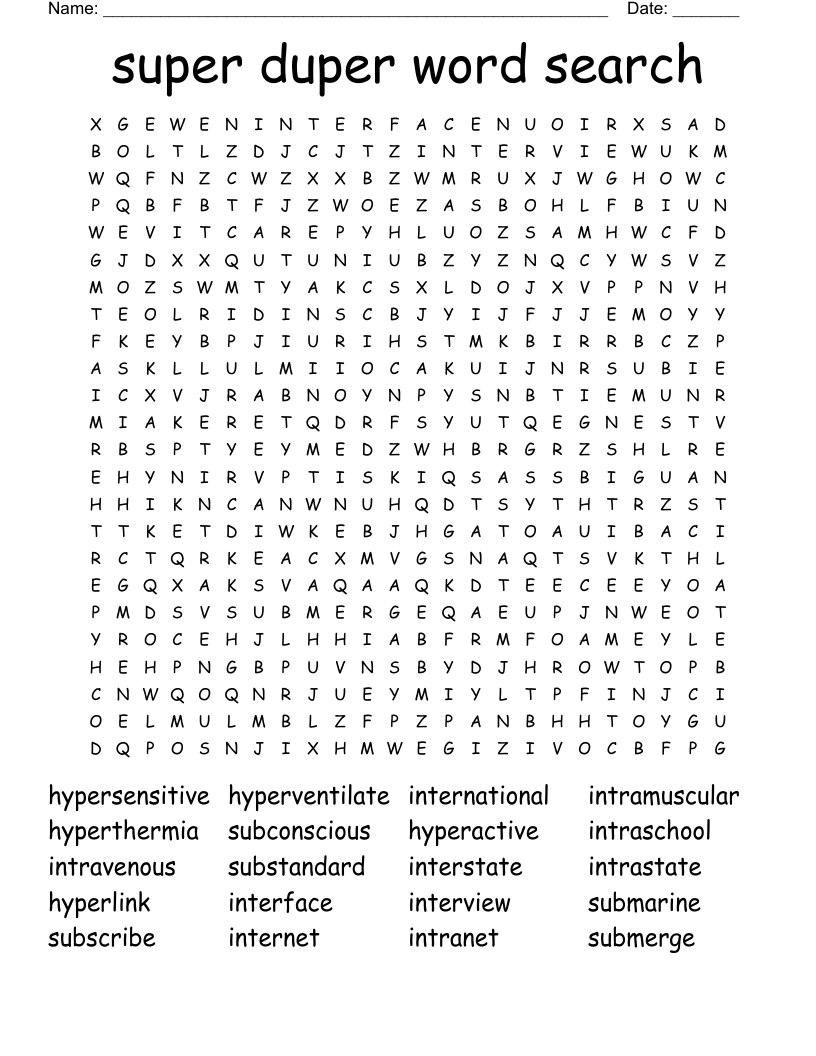 super duper word search
