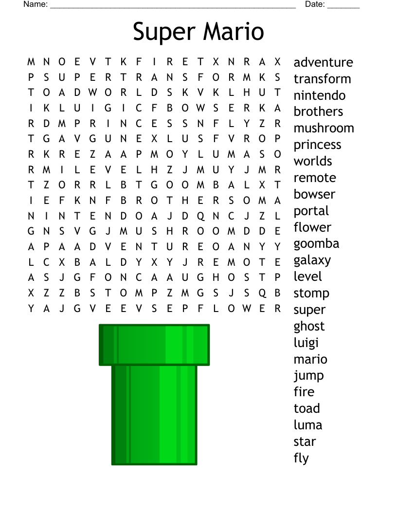 Super Mario Word Search