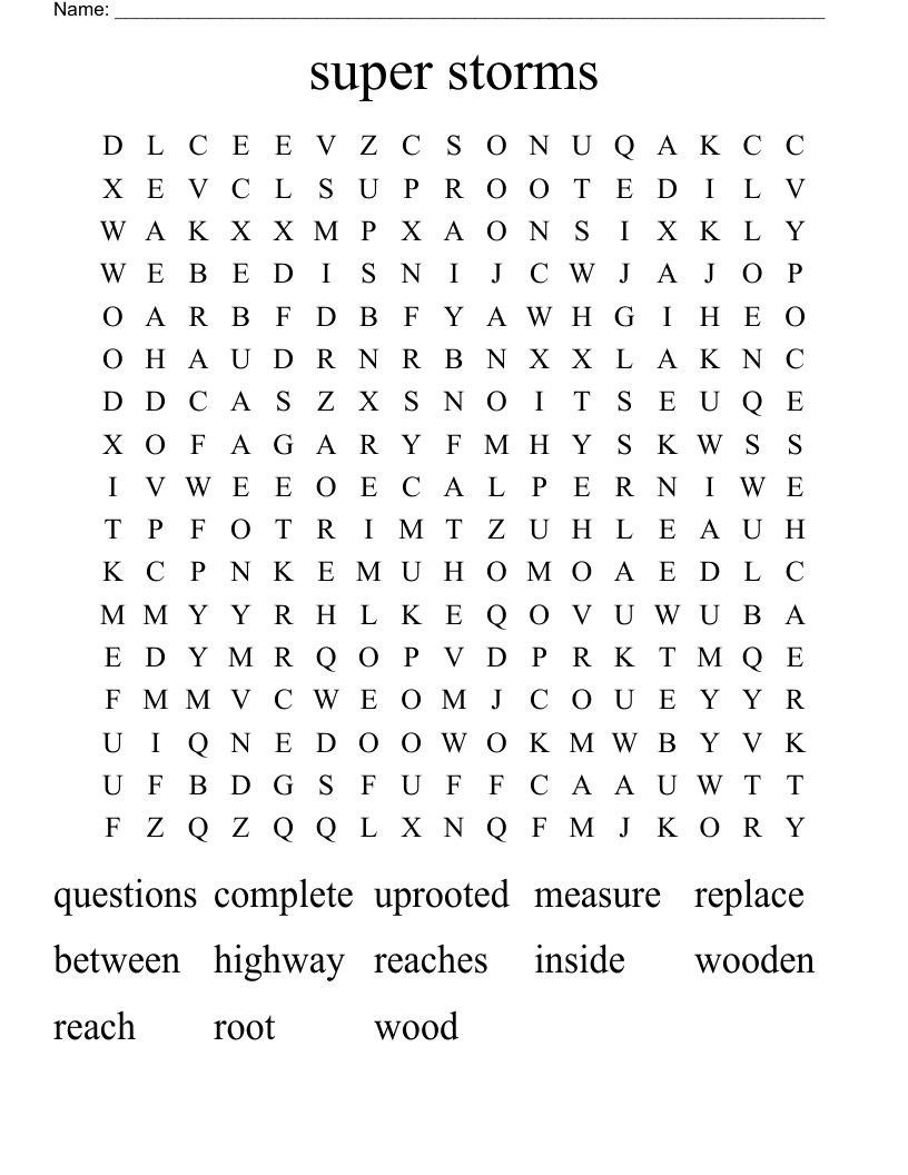 super storms Word Search