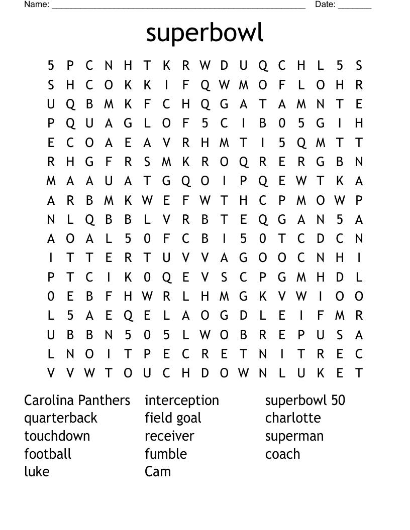 superbowl Word Search