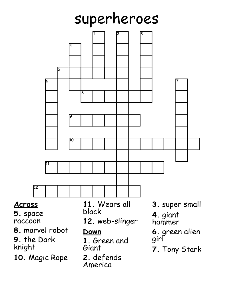 superheroes Crossword