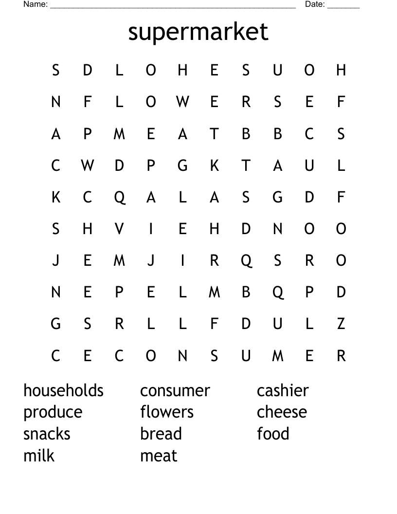 supermarket Word Search