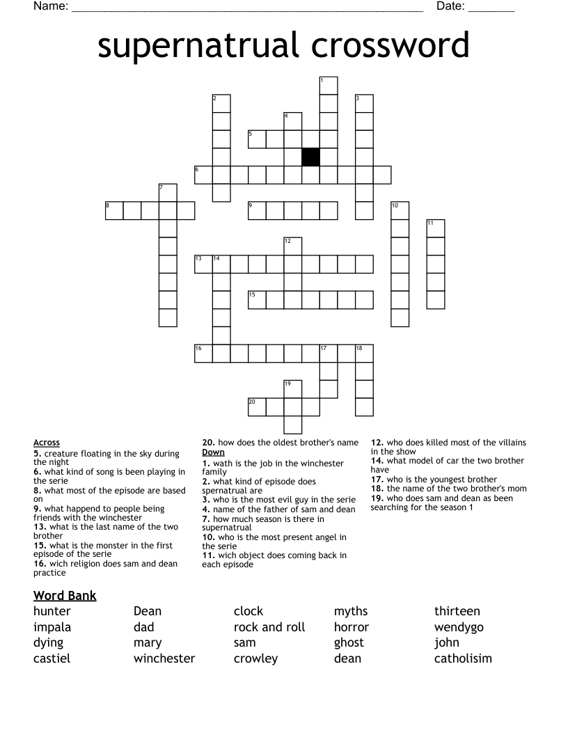 supernatrual crossword