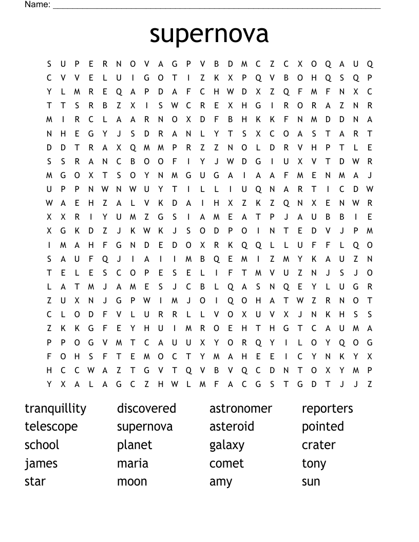 supernova Word Search
