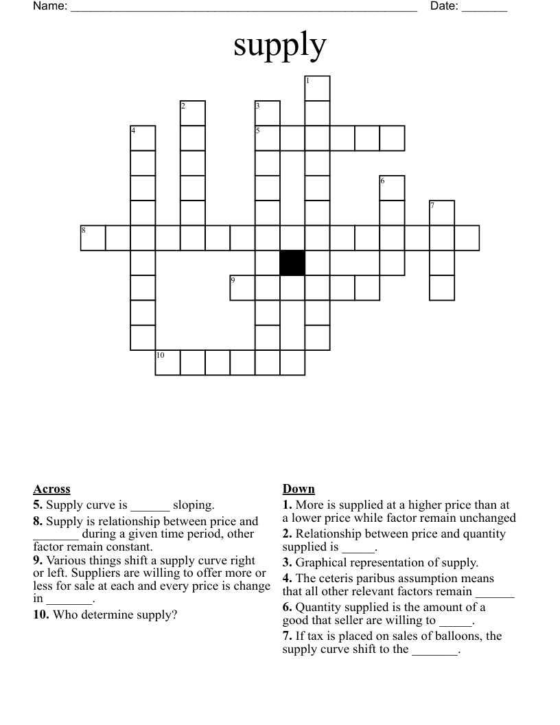 supply Crossword