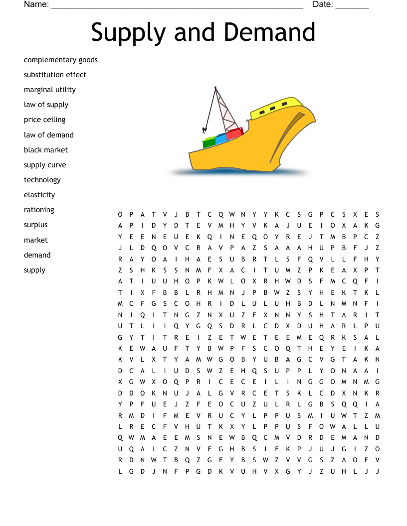 Supply and Demand  Word Search