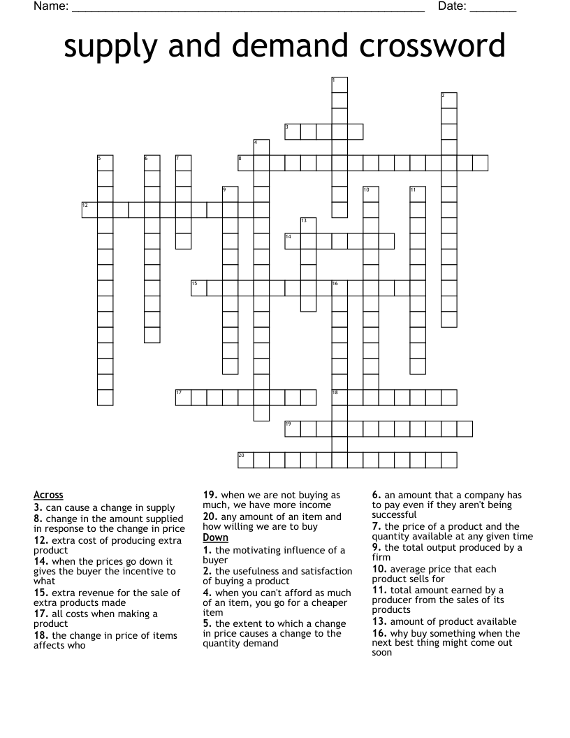 supply and demand crossword 