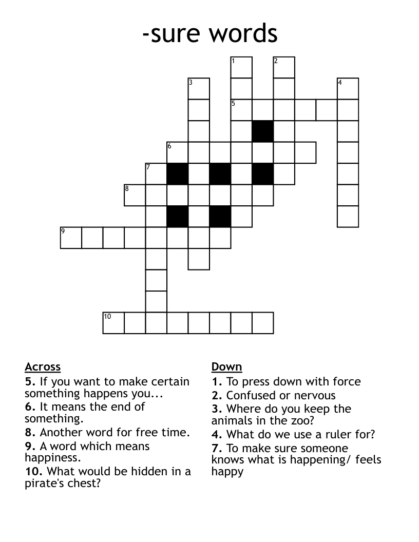 -sure words Crossword
