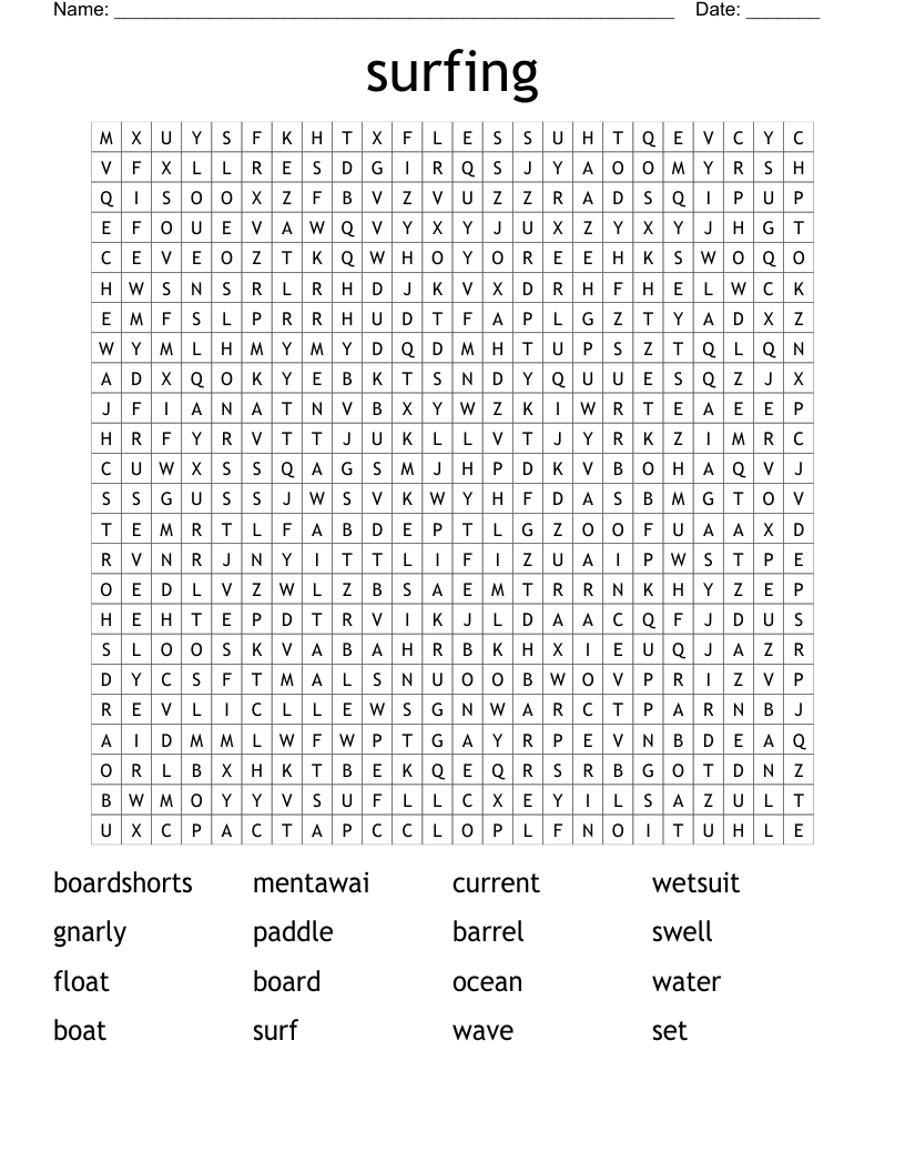 surfing Word Search