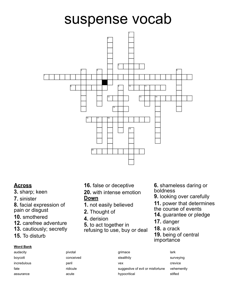 suspense vocab  Crossword