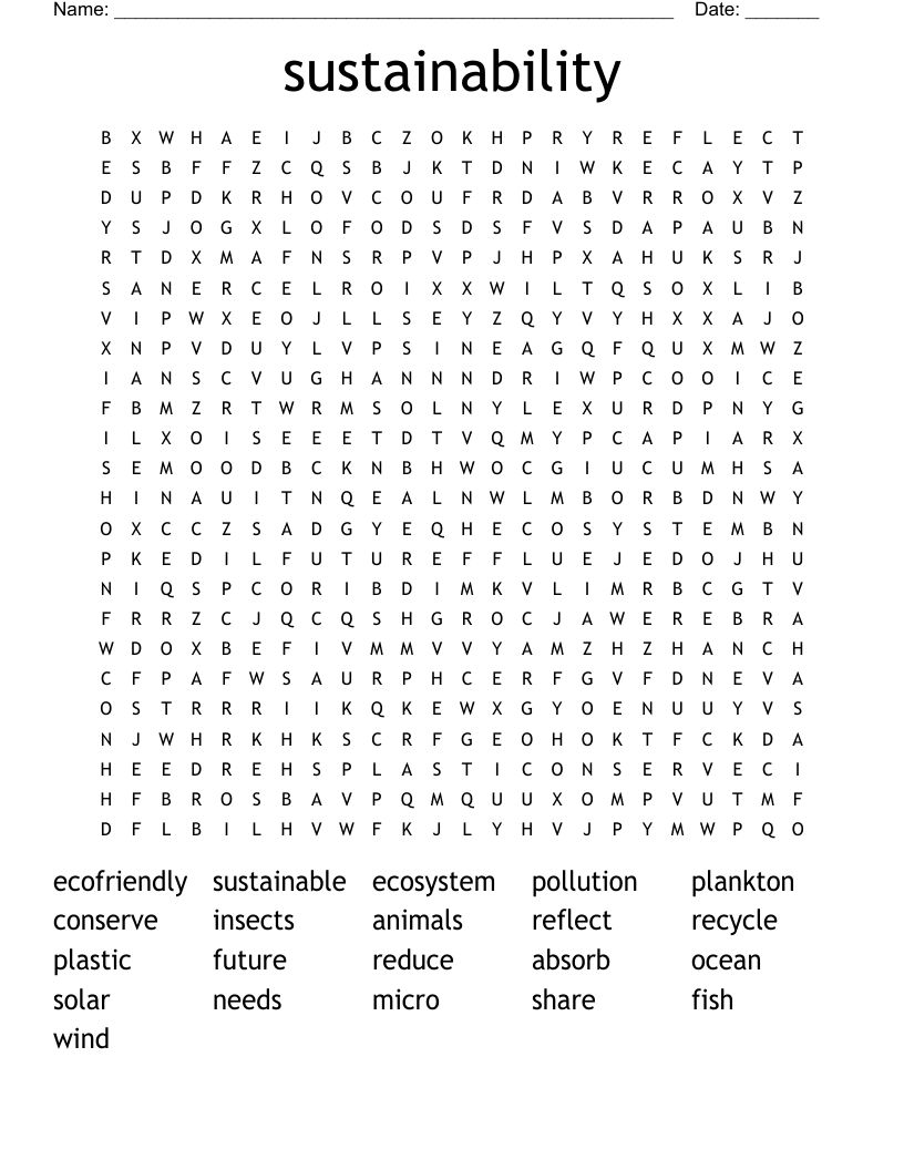 sustainability Word Search