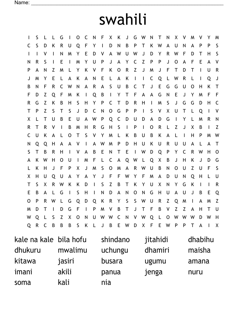 swahili Word Search
