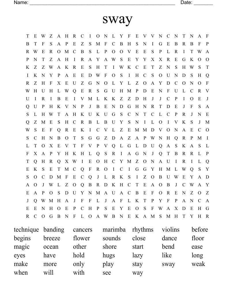 sway Word Search