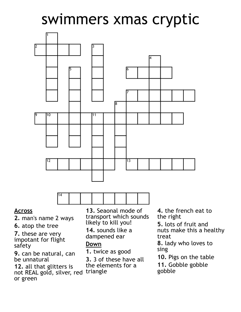 swimmers xmas cryptic Crossword
