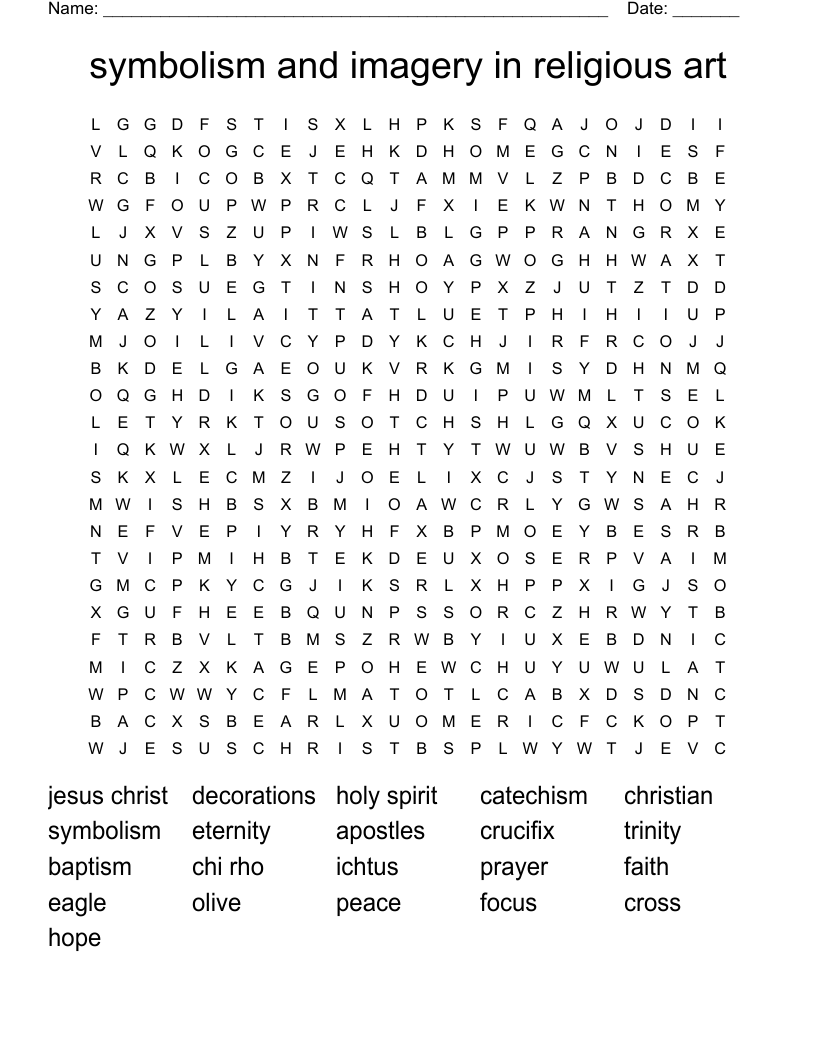 symbolism and imagery in religious art  Word Search