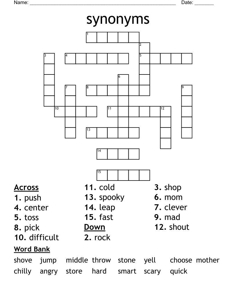 synonyms Crossword