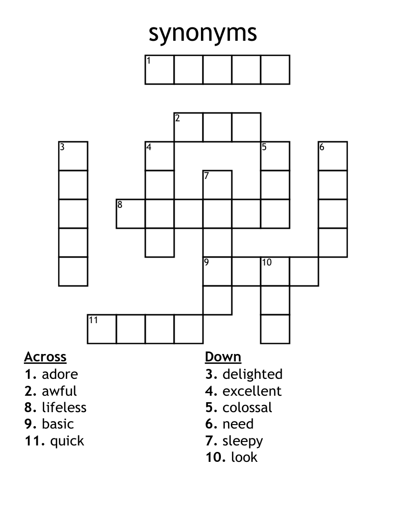 synonyms Crossword