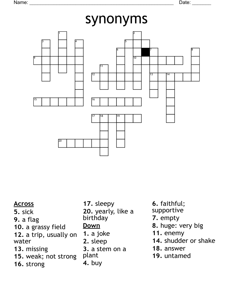 synonyms Crossword