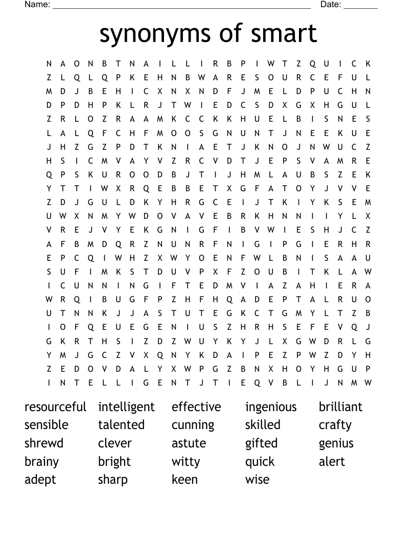 synonyms of smart Word Search