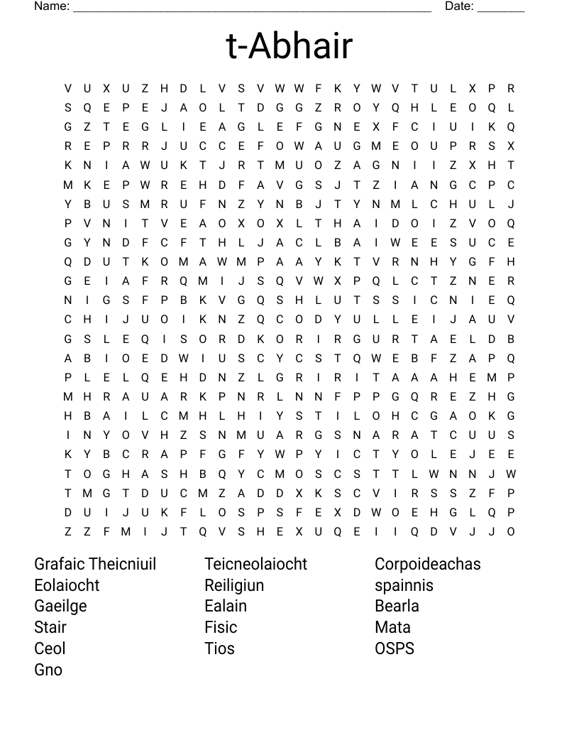t-Abhair Word Search